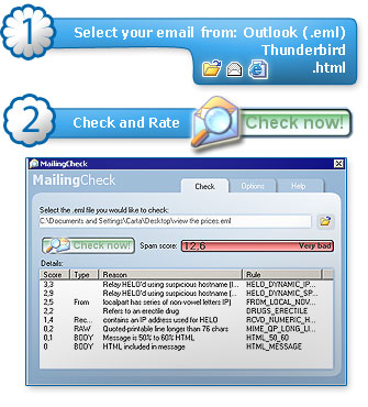 First 2 steps: select and check your mail